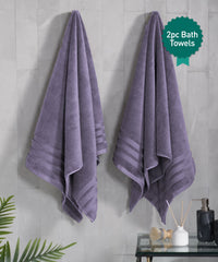 Luxury 2 PC Bath Towel Set, Purple|625 GSM Cotton|Anti Microbial