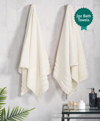 Luxury 2 PC Bath Towel Set, Linen|625 GSM Cotton|Anti Microbial