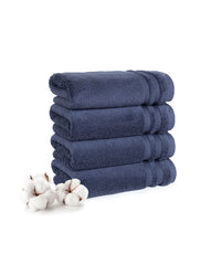 Luxury 4 PC Hand Towel Set, Navy|625 GSM Cotton|Anti Microbial