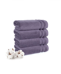 Luxury 4 PC Hand Towel Set, Purple|625 GSM Cotton|Anti Microbial