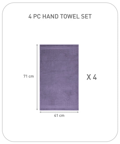 Luxury 4 Piece Hand Towels, 625 Gsm, Purple Ash