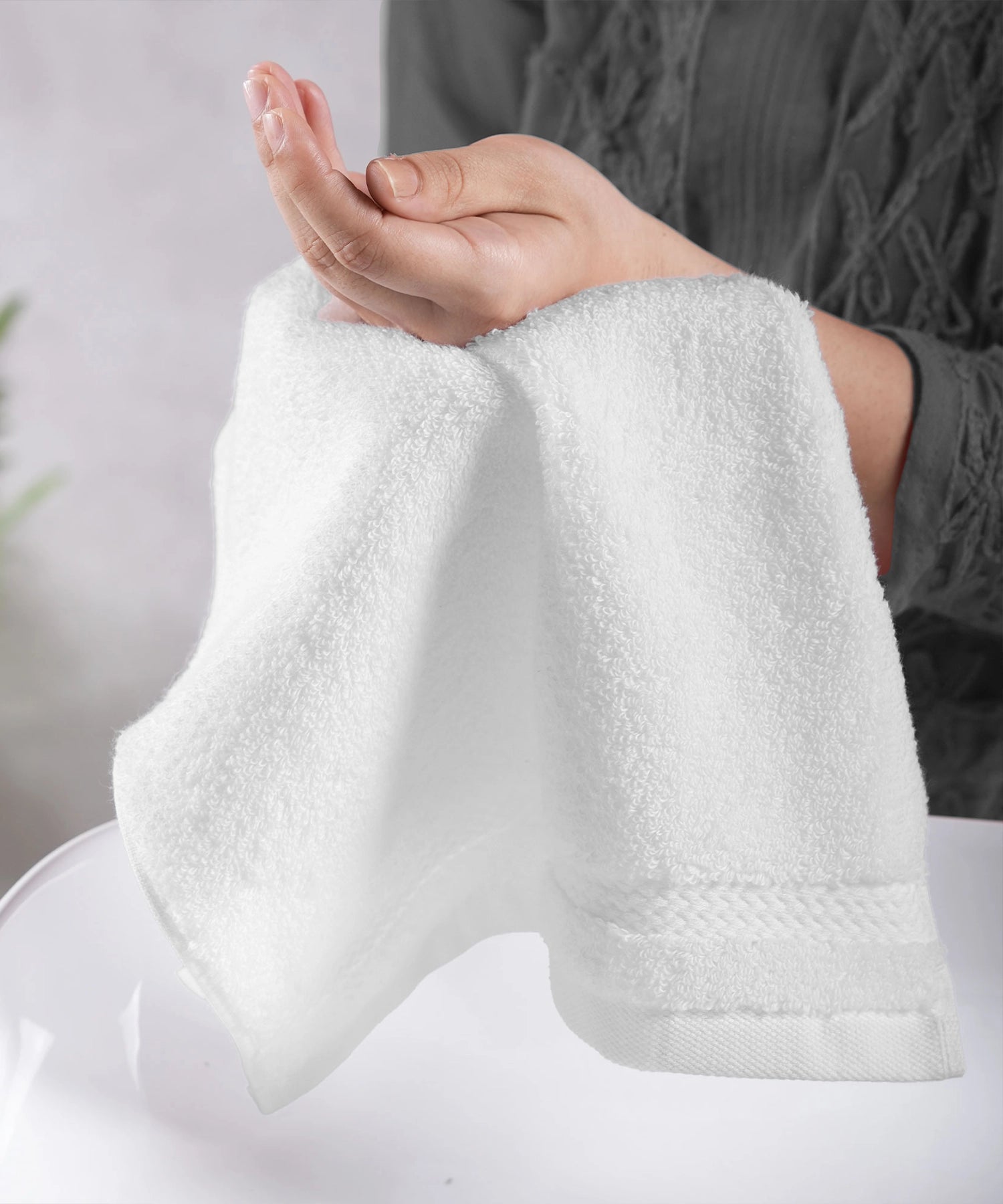 Luxury 6 PC Face Towel Set, White