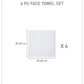 Luxury 6 PC Face Towel Set, White