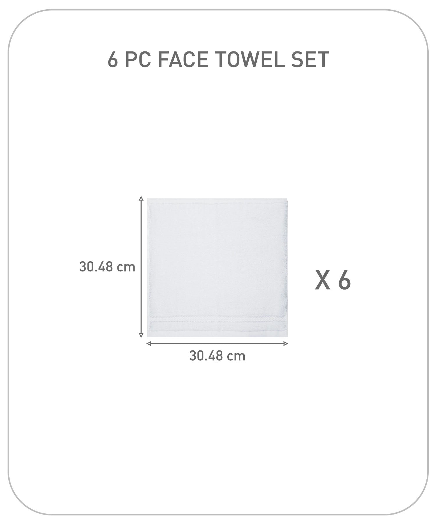 Luxury 6 PC Face Towel Set, White