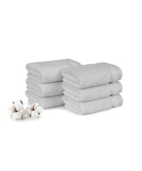 Luxury 6 PC Face Towel Set, Grey|625 GSM Cotton|Anti Microbial