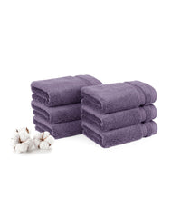Luxury 6 PC Face Towel Set, Purple|625 GSM Cotton|Anti Microbial