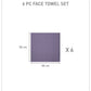 Luxury 6 Pc Face Towel set, 625 GSM, Antimicrobial, Premium Cotton, Purple