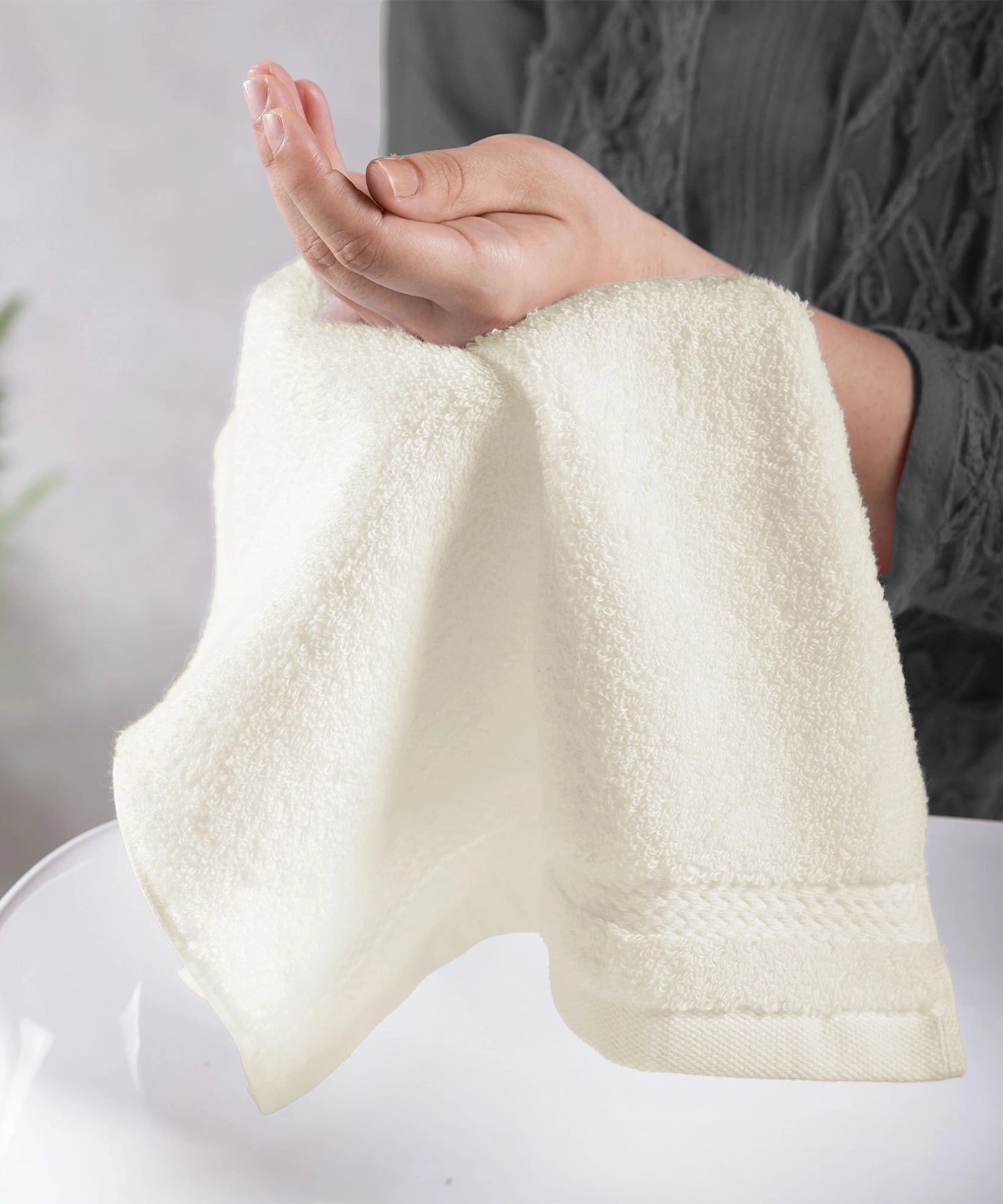 Luxury 6 PC Face Towel Set, Linen