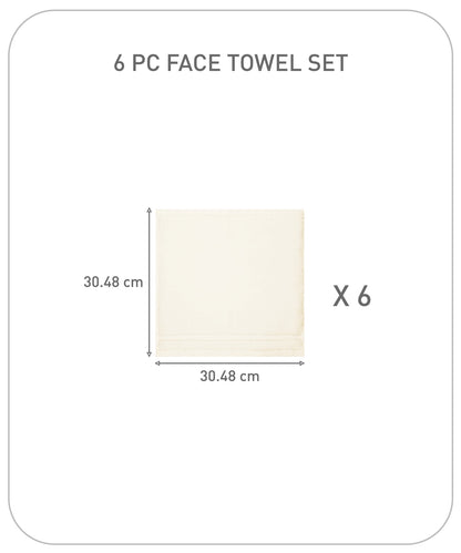 Luxury 6 PC Face Towel Set, Linen