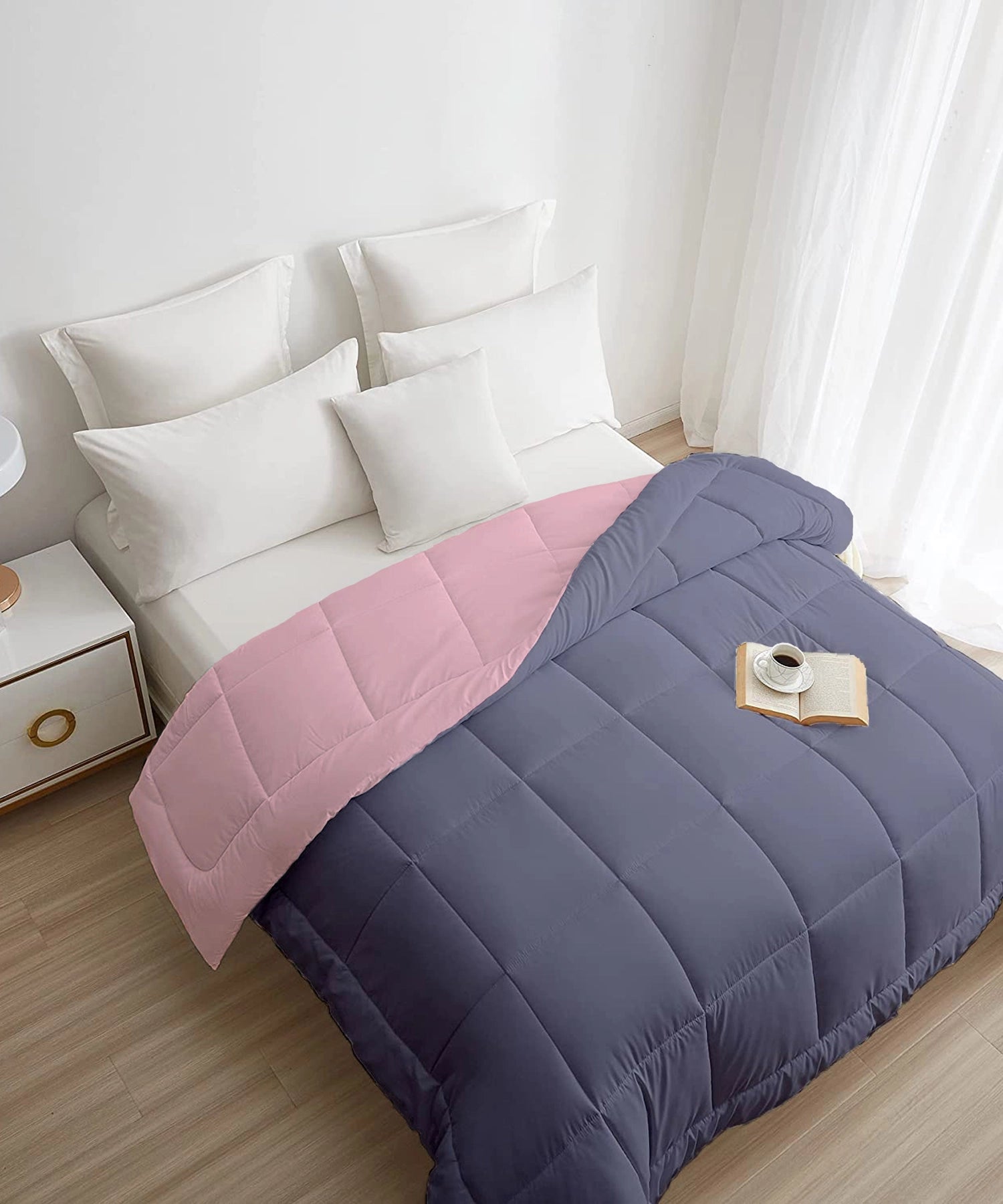 Soft Comfort Double Comforter, 200 GSM, Micro Polyester, Rose Dust