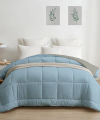 Soft Comfort Solid Double AC Comforter, Blue Fog|200 GSM Micro Polyester|Reversible