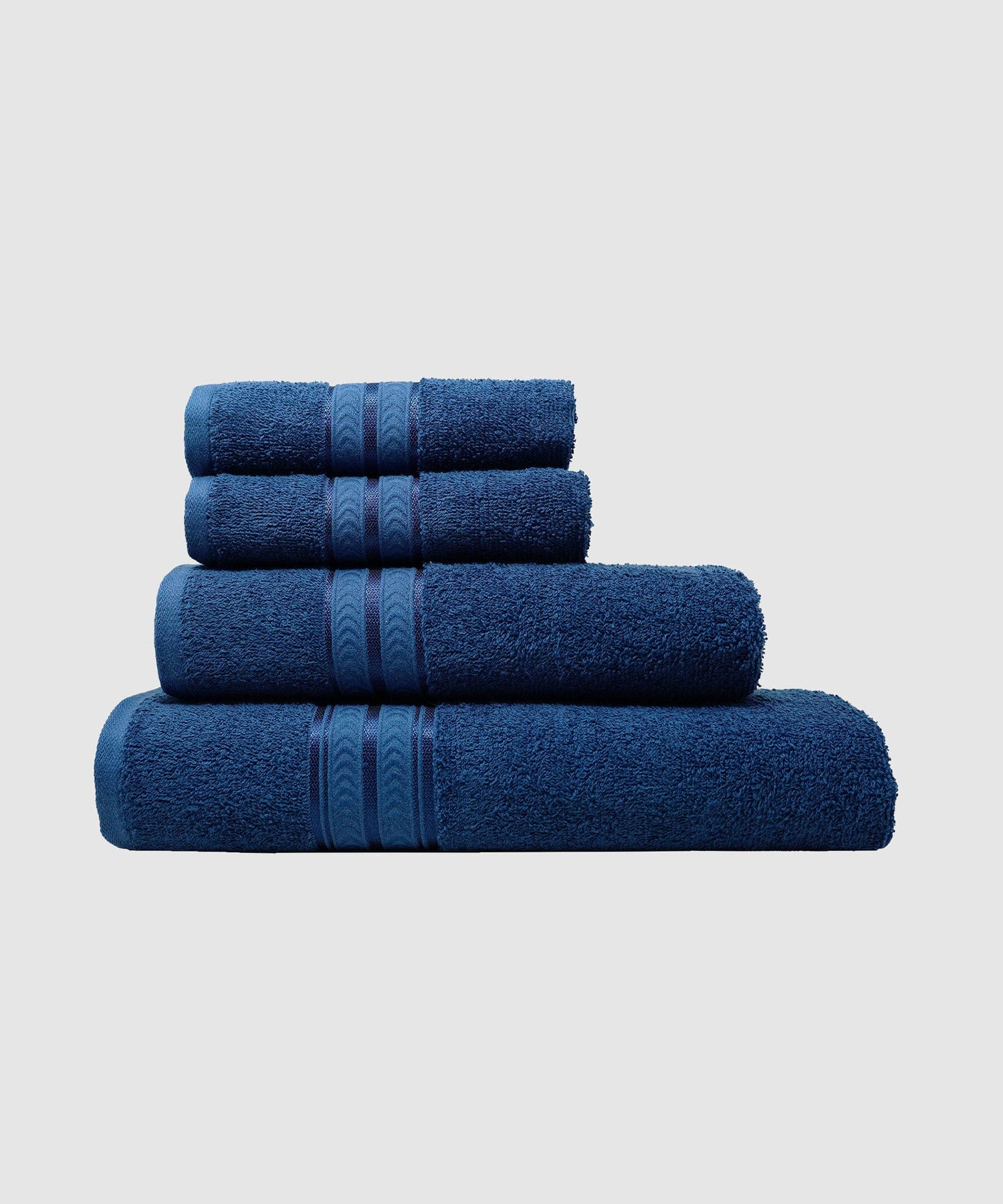 Celebration 4 PC Set 1 Bath Towel of 75 cm x 150 cm, 1 Small Bath Towel of 57 cm x 120 cm, 2 Hand Towels of 40 cm x 60 cm  MIDNIGHT BLUE