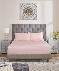 Nectarsoft Solid King Bedsheet Set, Blush| 400 TC Cotton| 4 Pillow Covers