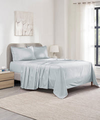 Indulgence Solid King Bedsheet, TEAL- MIST|300 TC Cotton|2 Pillow Covers|Thermal Regulation