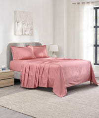 Indulgence Solid King Bedsheet, MODERN ROSE |300 TC Cotton|2 Pillow Covers|Thermal Regulation