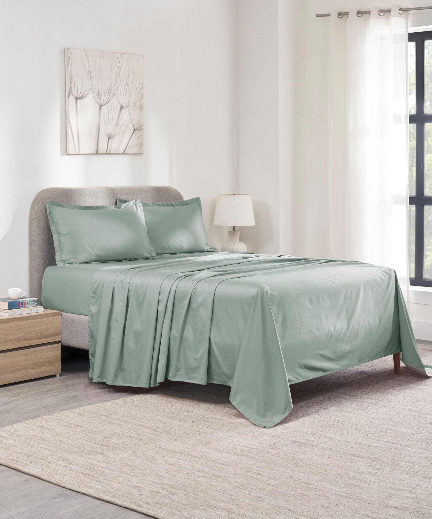 300 TC, Indulgence Thermal Comfort Bedsheet Set, GREEN -SHADE