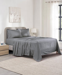 Indulgence Solid King Bedsheet, METAL GRAY |300 TC Cotton|2 Pillow Covers|Thermal Regulation