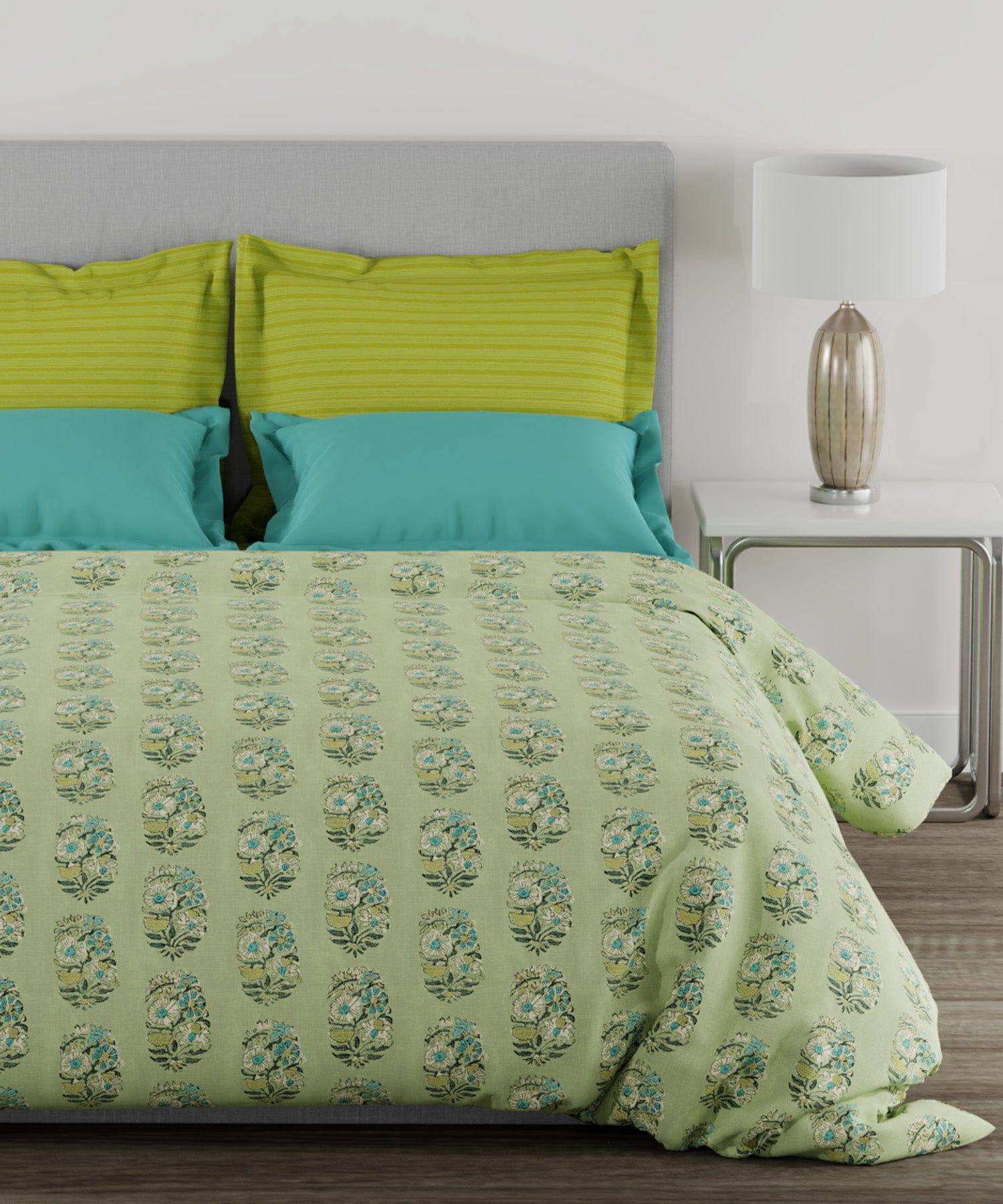 Home Essential Queen Bedsheet Set,144 TC, 100% Cotton, Reet Green