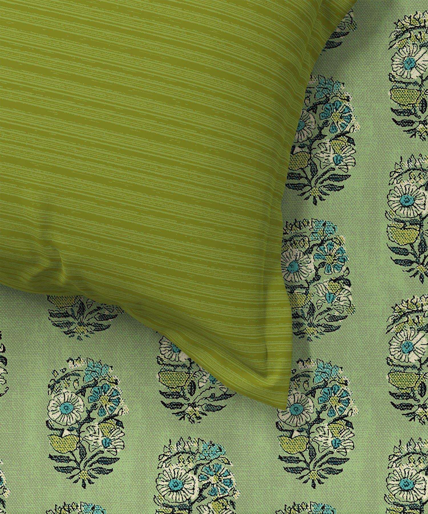 Home Essential Queen Bedsheet Set,144 TC, 100% Cotton, Reet Green