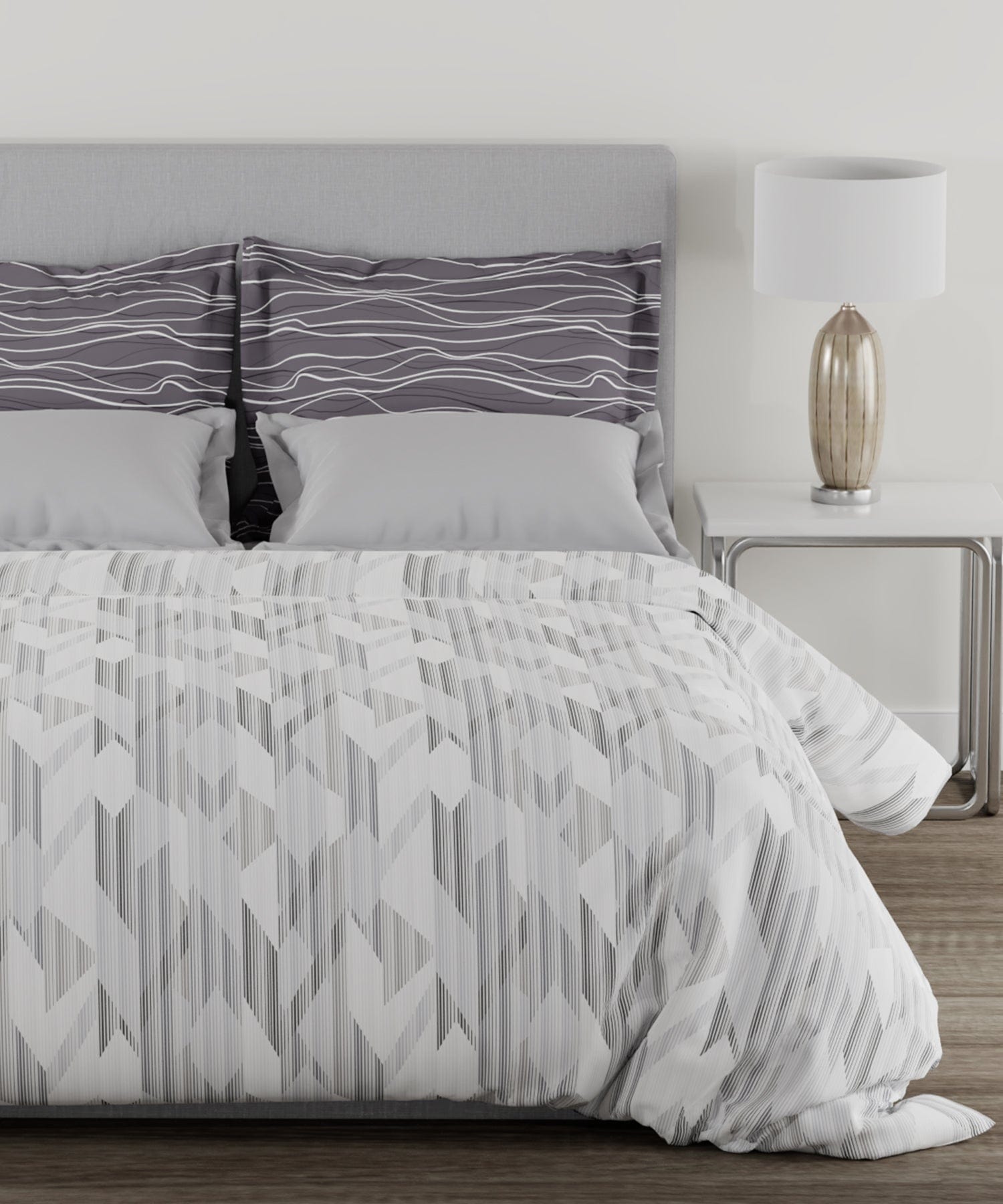 Home Essential Queen Bedsheet Set,144 TC, 100% Cotton, Zenet Grey