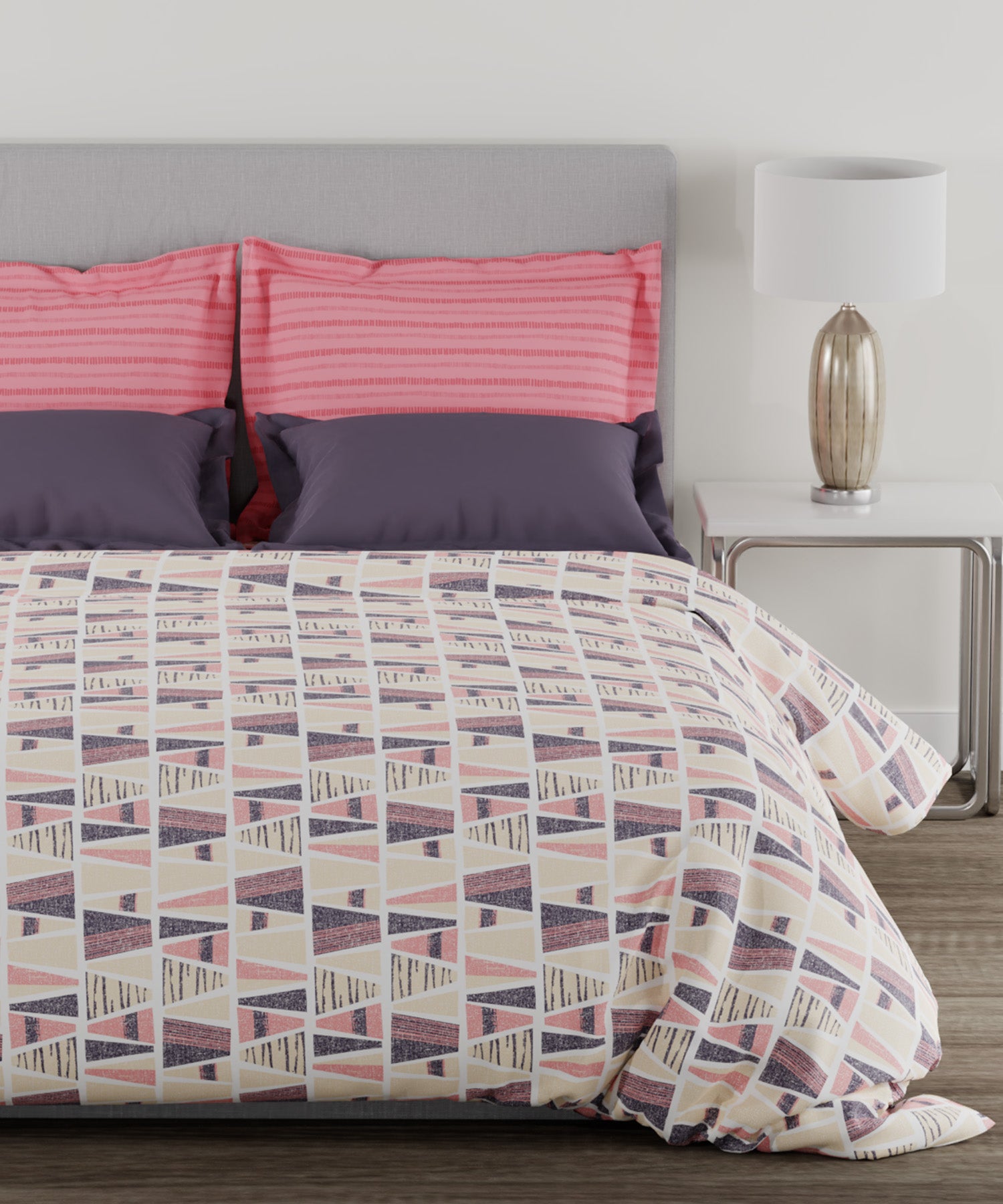 Home Essential Single Bedsheet Set,144 TC, 100% Cotton, Atria Pink