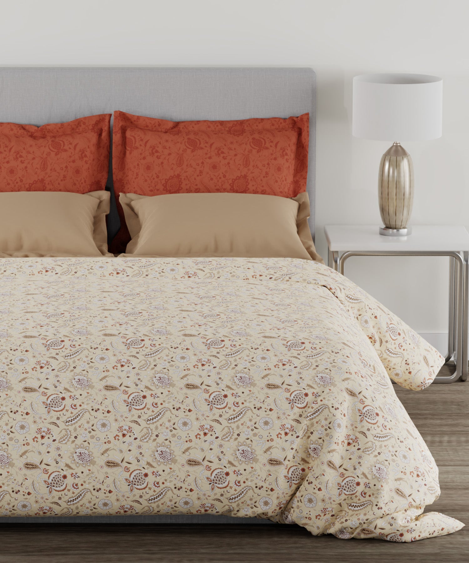 Home Essential Single Bedsheet Set,144 TC, 100% Cotton, Aurelia Red
