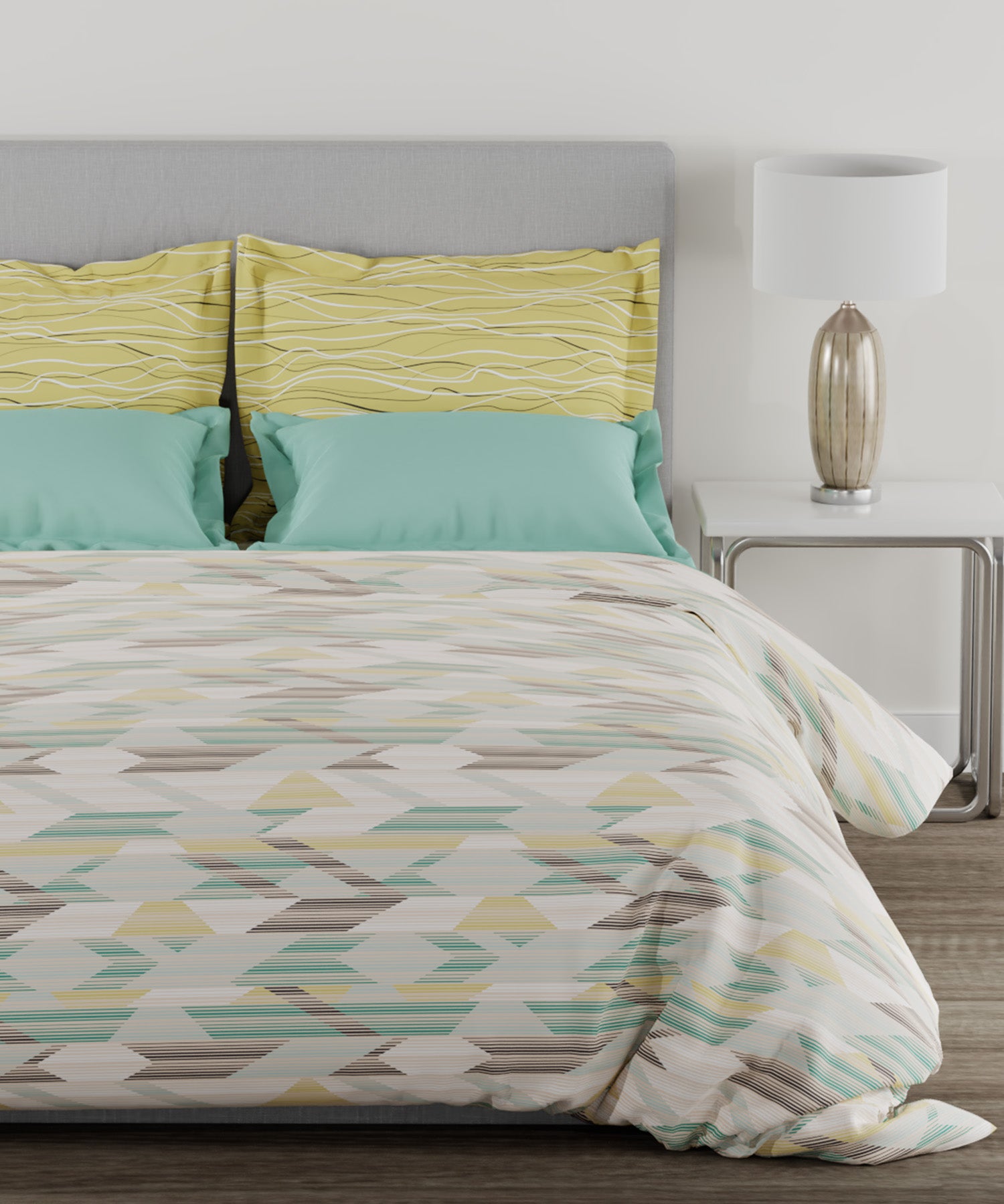 Home Essential Single Bedsheet Set,144 TC, 100% Cotton, Zenet Sage