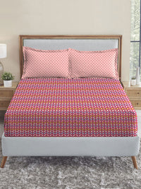 Urban Comfort Queen Bedsheet, Party Mood Pink| 144TC Cotton| 2 Pillow Covers
