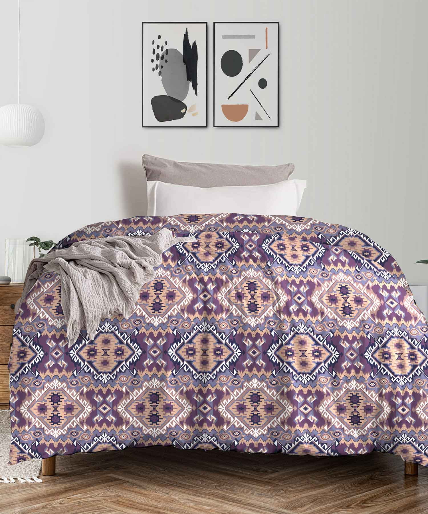 Brown Printed Polyester Micro Bedsheet, For Home, Size: King Size