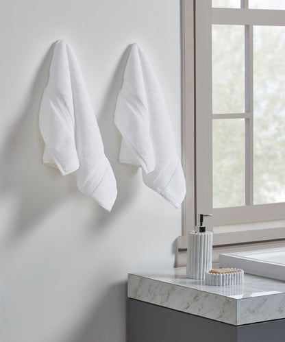 Luxury 2Pc Hand Towel set,625 GSM , Antimicrobial, Premium Cotton, Delica White