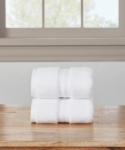 Luxury 2Pc Hand Towel set,625 GSM , Antimicrobial, Premium Cotton, Delica White