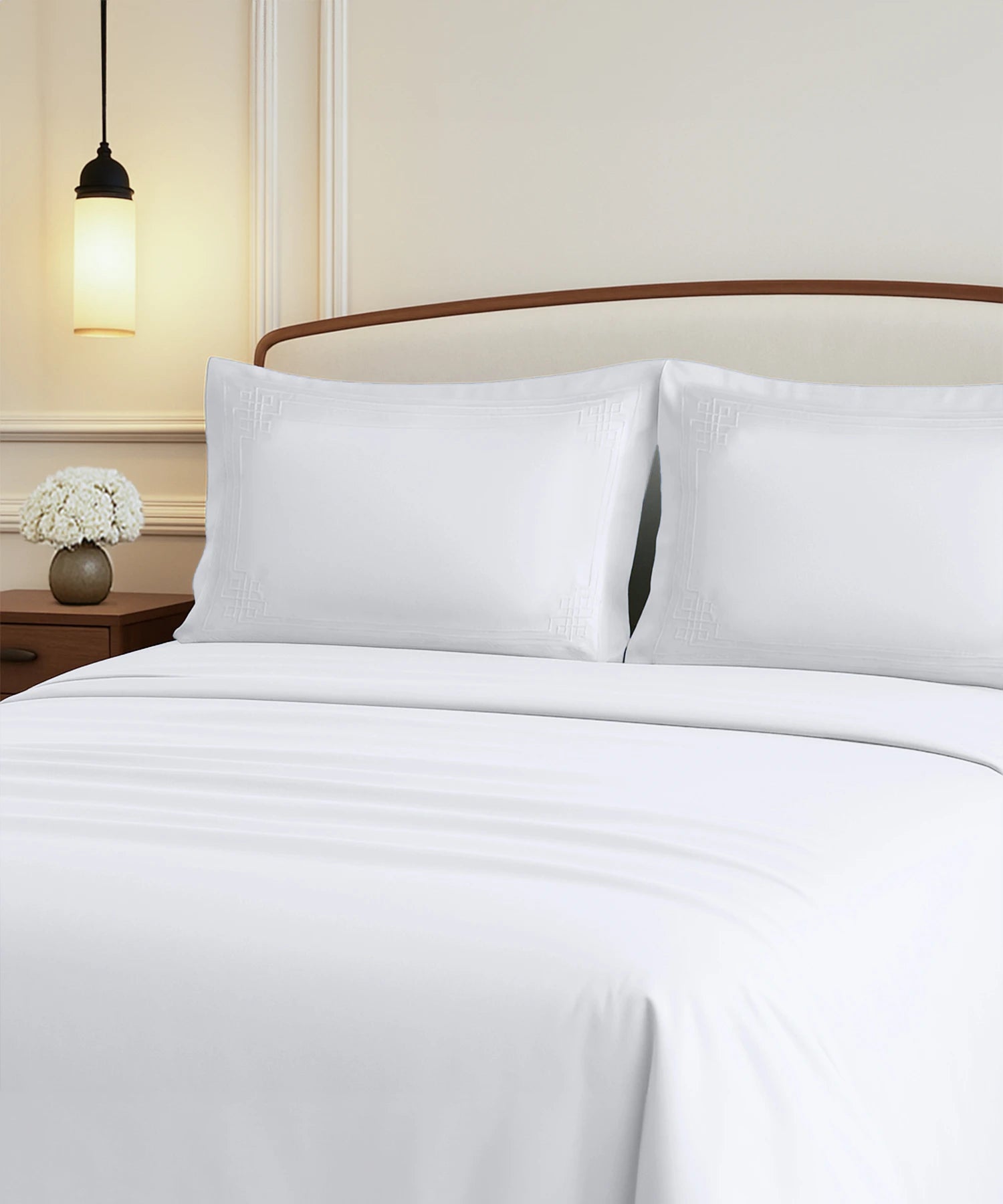 Nectarsoft Luxe Living Solid King Bedsheet Set, Windsor, Snow White|300 TC Cotton| 2 Pillow Cover