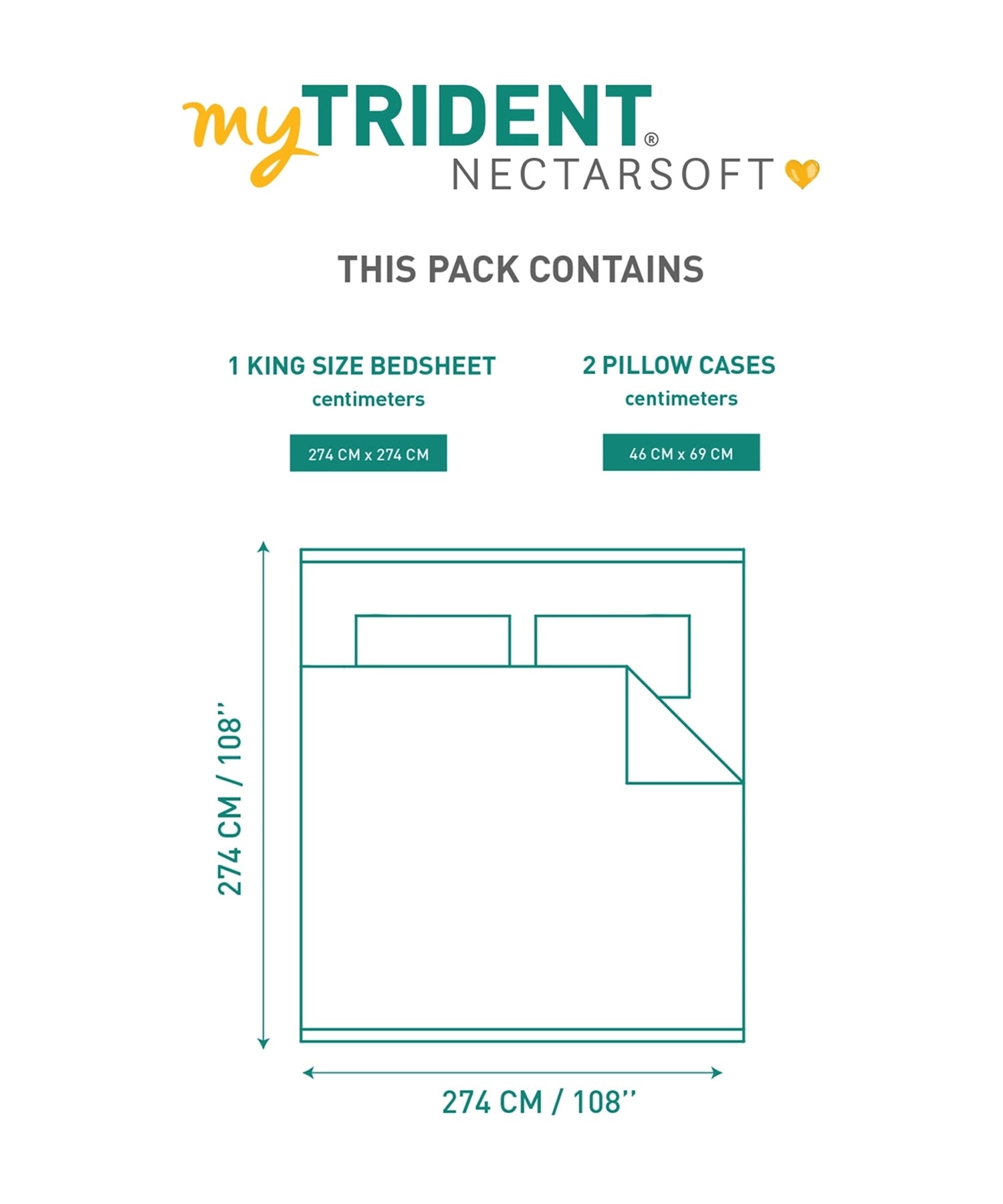 Nectarsoft Luxe Living Solid King Bedsheet Set, Windsor, Snow White|300 TC Cotton| 2 Pillow Cover