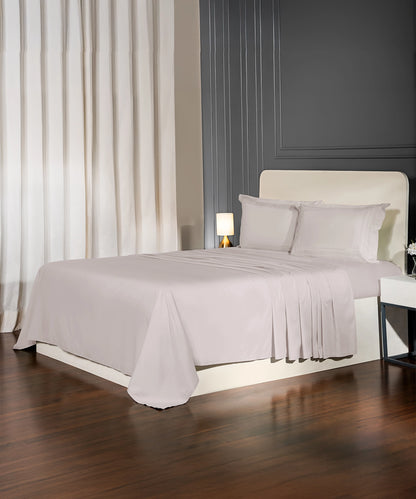 Nectarsoft Luxe Living Solid King Bedsheet ,300 TC ,100% Cotton, Watson, Powder Puff