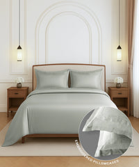 Nectarsoft Luxe Living Solid King Bedsheet Set, Hilton, Desert Sage|300 TC Cotton| 2 Pillow Cover