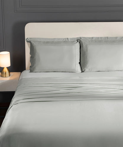 Nectarsoft Luxe Living Solid King Bedsheet ,300 TC ,100% Cotton, Watson, Desert Sage
