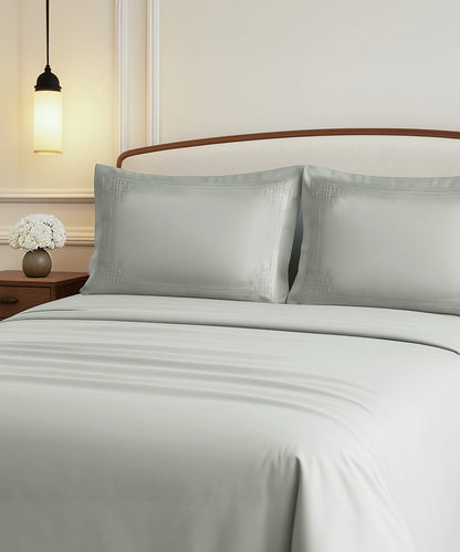 Nectorsoft Luxe Living Solid King Bedsheet Set, Windsor, Desert Sage|300 TC Cotton| 2 Pillow Cover