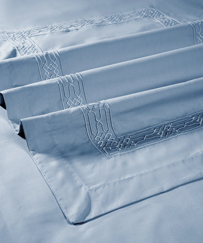 Nectarsoft Luxe Living Solid King Bedsheet ,300 TC ,100% Cotton,Hilton, Blue Shadow
