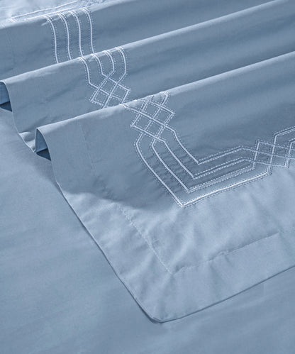 Nectarsoft Luxe Living Solid King Bedsheet ,300 TC ,100% Cotton, Renoir, Blue Shadow
