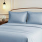 Nectarsoft Luxe Living Solid King Bedsheet Set, Watson, Blue Shadow|300 TC Cotton| 2 Pillow Cover