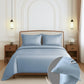 Nectorsoft Luxe Living Solid King Bedsheet Set, Windsor, Blue Shadow|300 TC Cotton| 4 Pillow Cover