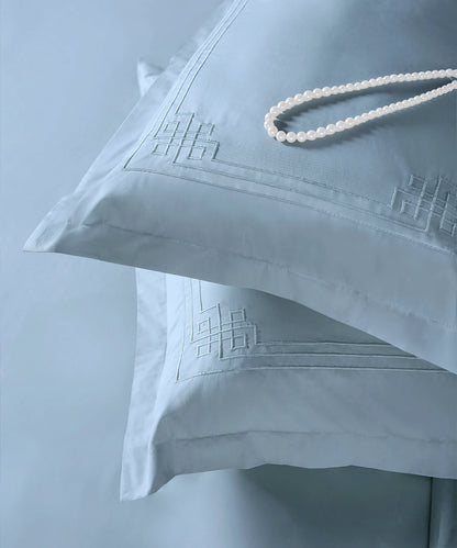 Nectorsoft Luxe Living Solid King Bedsheet Set, Windsor, Blue Shadow|300 TC Cotton| 4 Pillow Cover