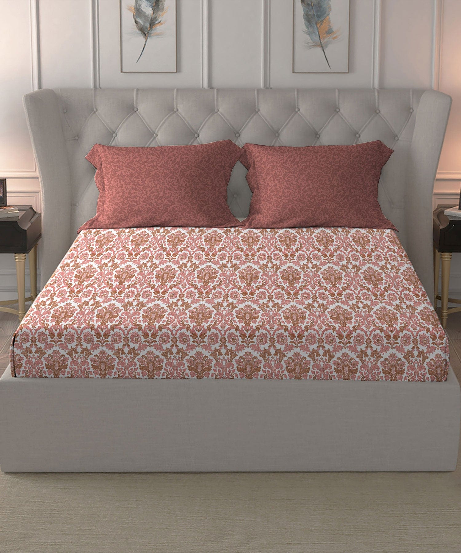 Comfort Living Queen Bedsheet Set,120 TC, 100% Cotton, EUPHORIA MAROON