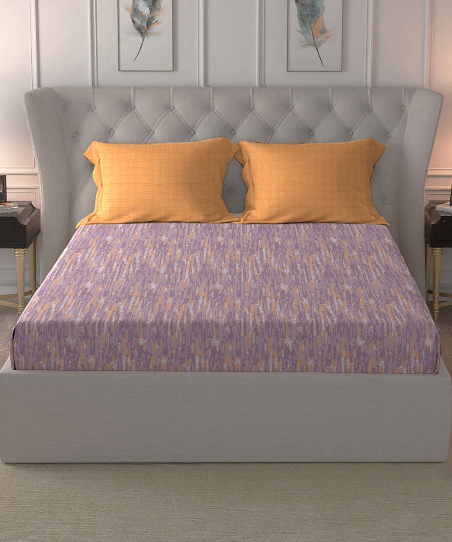Comfort Living Queen Bedsheet Set,120 TC, 100% Cotton, FLACCID PURPLE