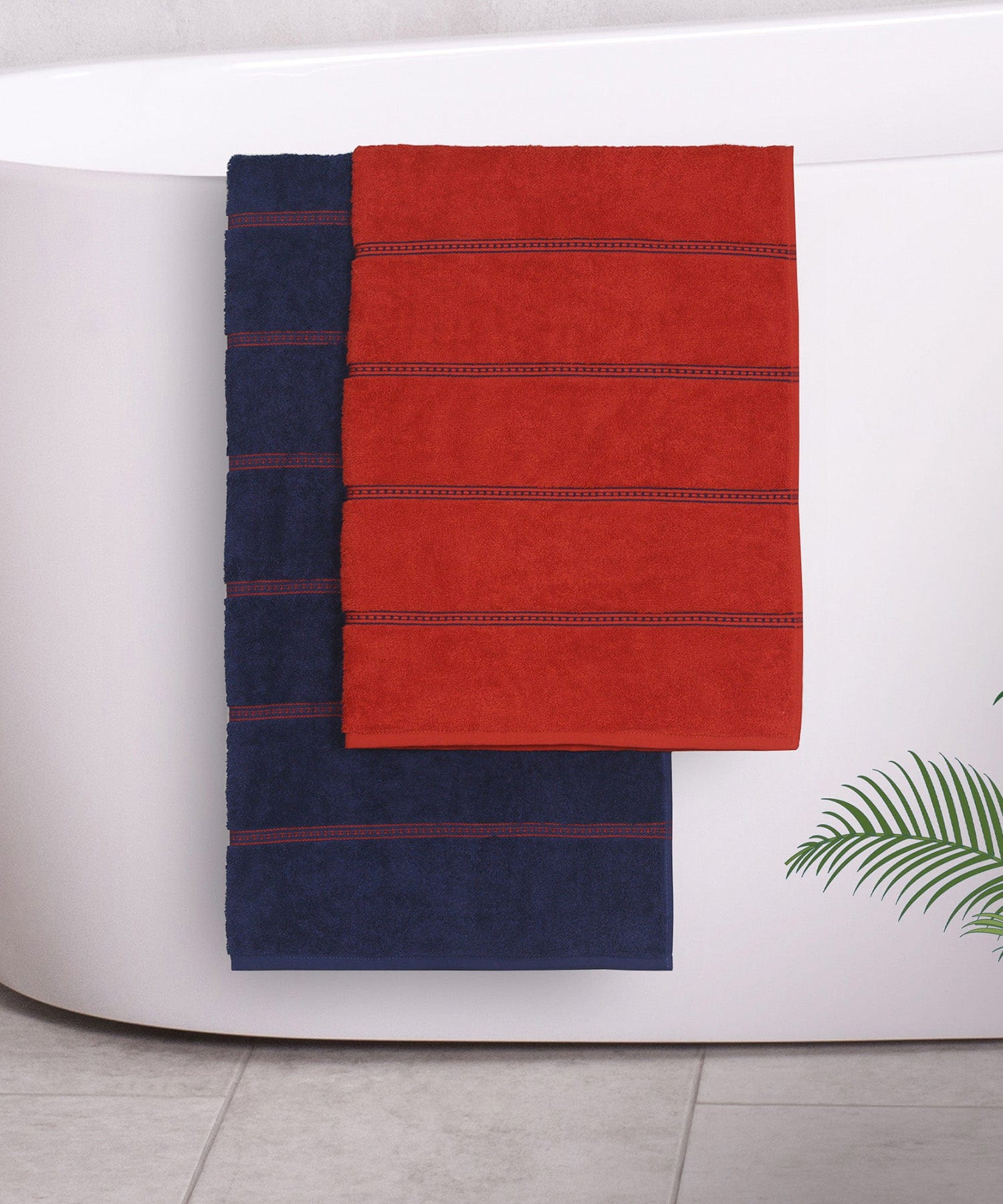 HIS & HER TOWEL,100% Cotton,Durable,500 GSM,Super Soft, Red & Navy