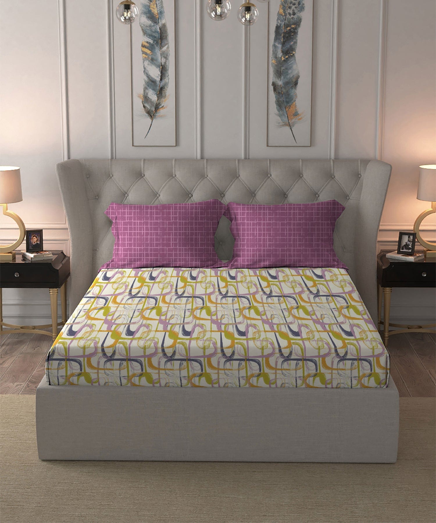 Comfort Living Bedsheet Set 120 TC, 100% Cotton, Spectra Yellow