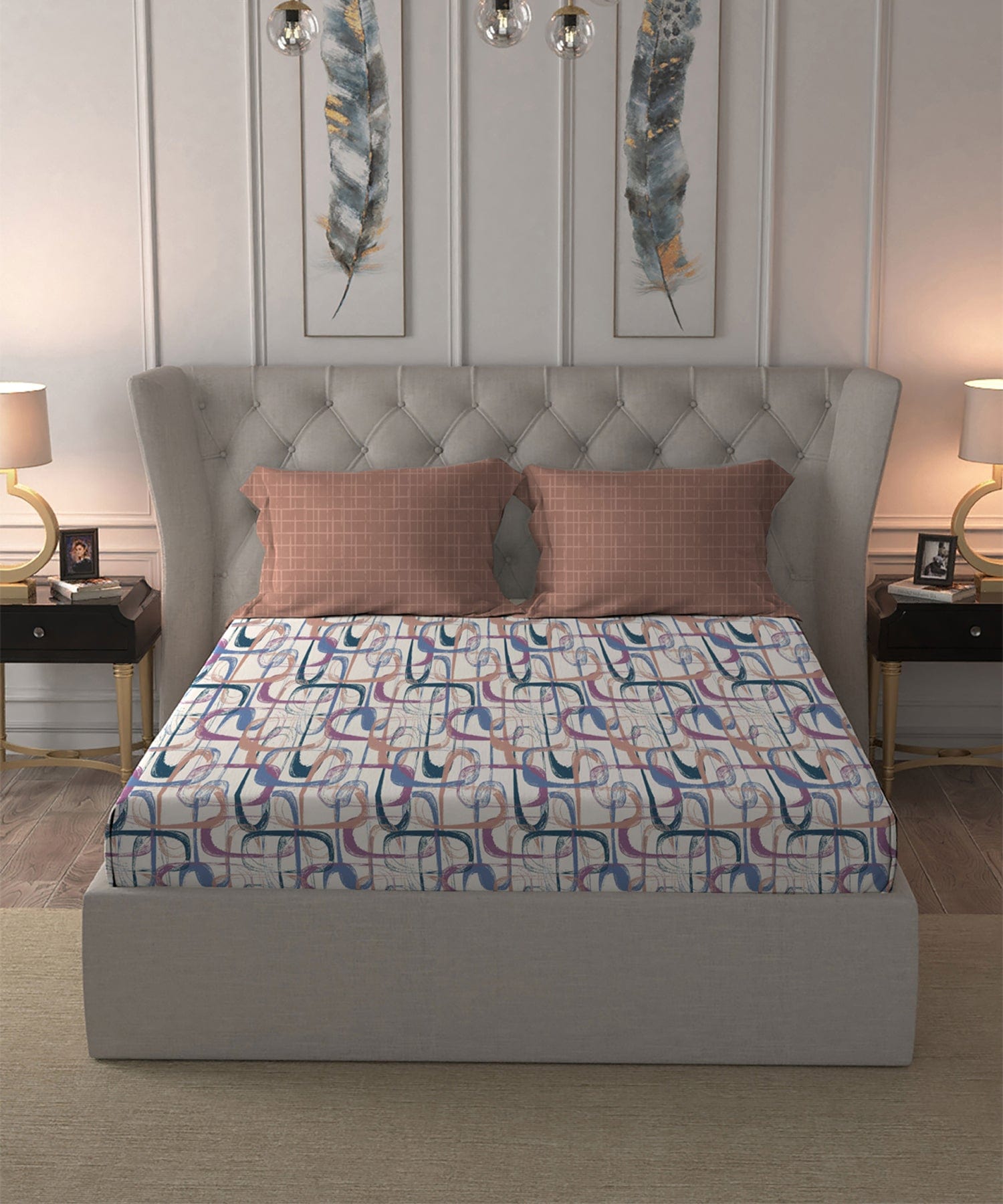 Comfort Living Bedsheet Set 120 TC, 100% Cotton, Spectra Blue