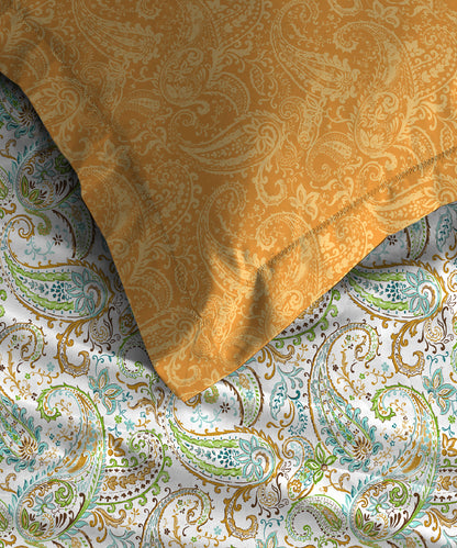 Urban Comfort Queen Bedsheet Set, Paisley Home|144 TC Cotton|2 Pillow Covers