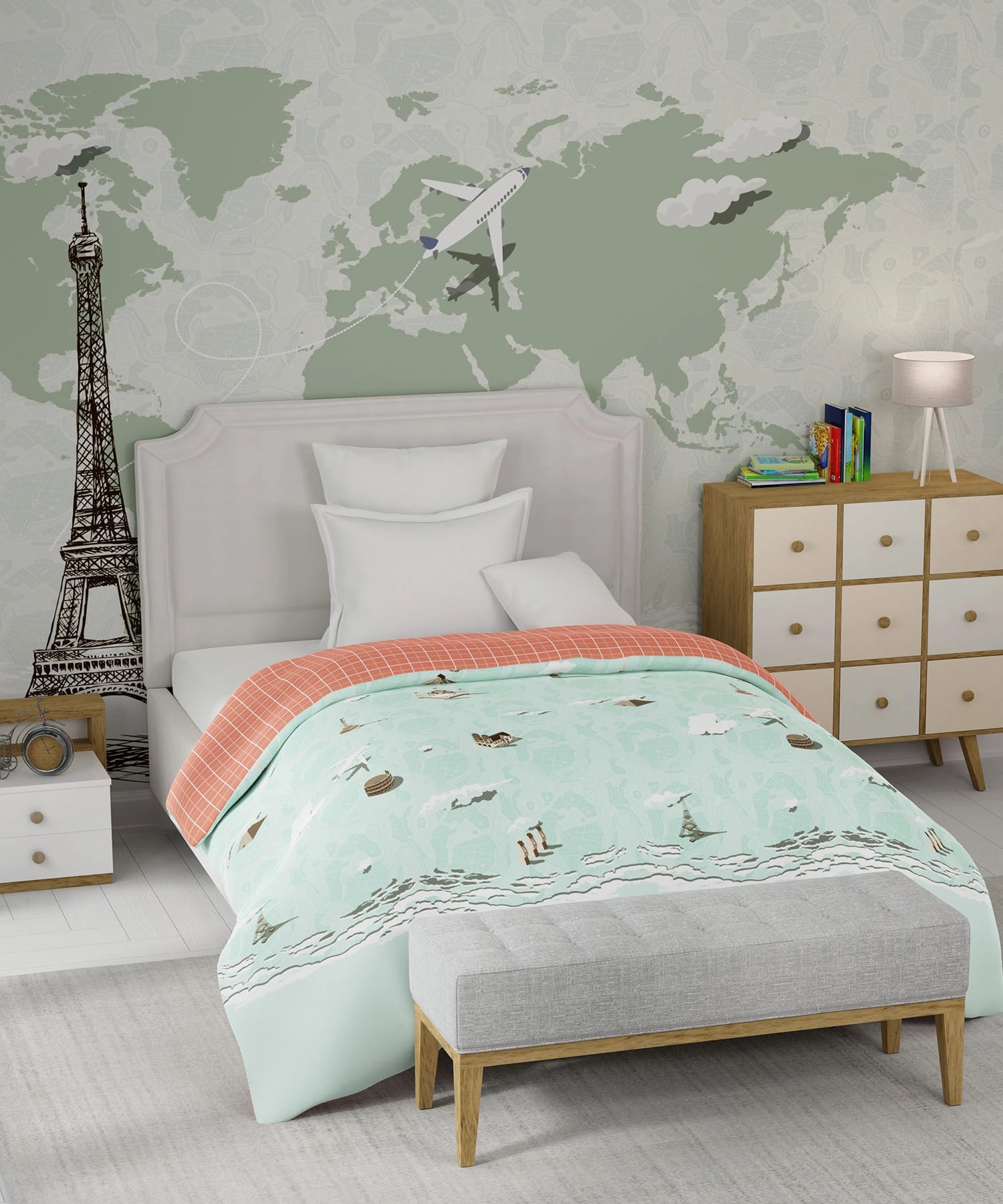 Juniors , 144 Tc, 100% Cotton,Single Comforter , Atlas