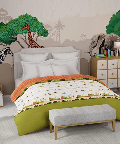 Juniors , 144 Tc, 100% Cotton ,Double Comforter, Wildlife Safari
